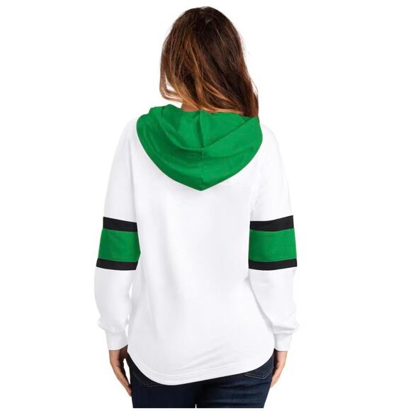 Dallas Stars NHL Hoodie Long Sleeve Shirt White Green Lace-Up Medium Woman NWT - Picture 2 of 5